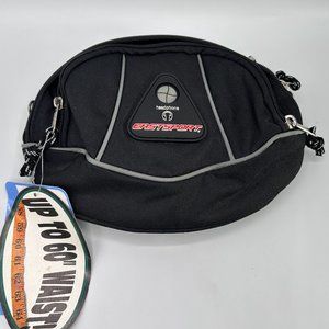 East Sport 3 Compartment Fanny Pack Headphone Wire Feed Belt Black Bag NWT